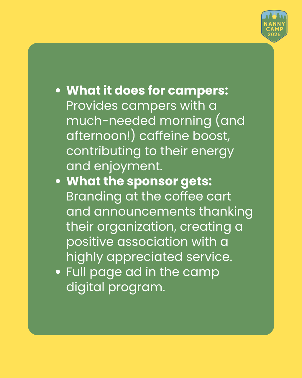 Coffee Cart Sponsor