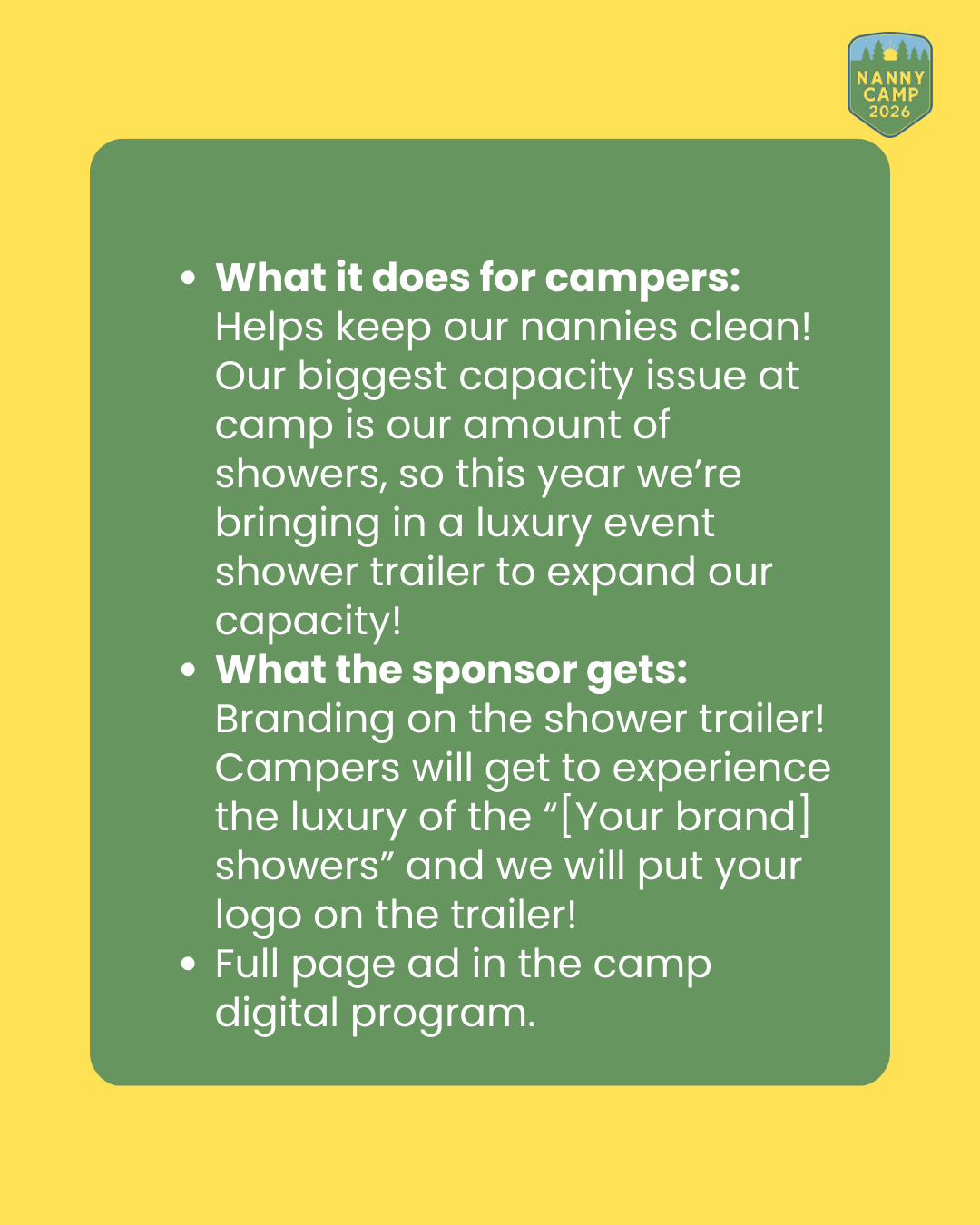 Shower Trailer Sponsor